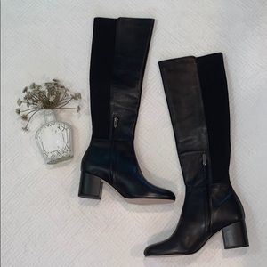 Sam Edelman Valda Black Leather Knee High Boots